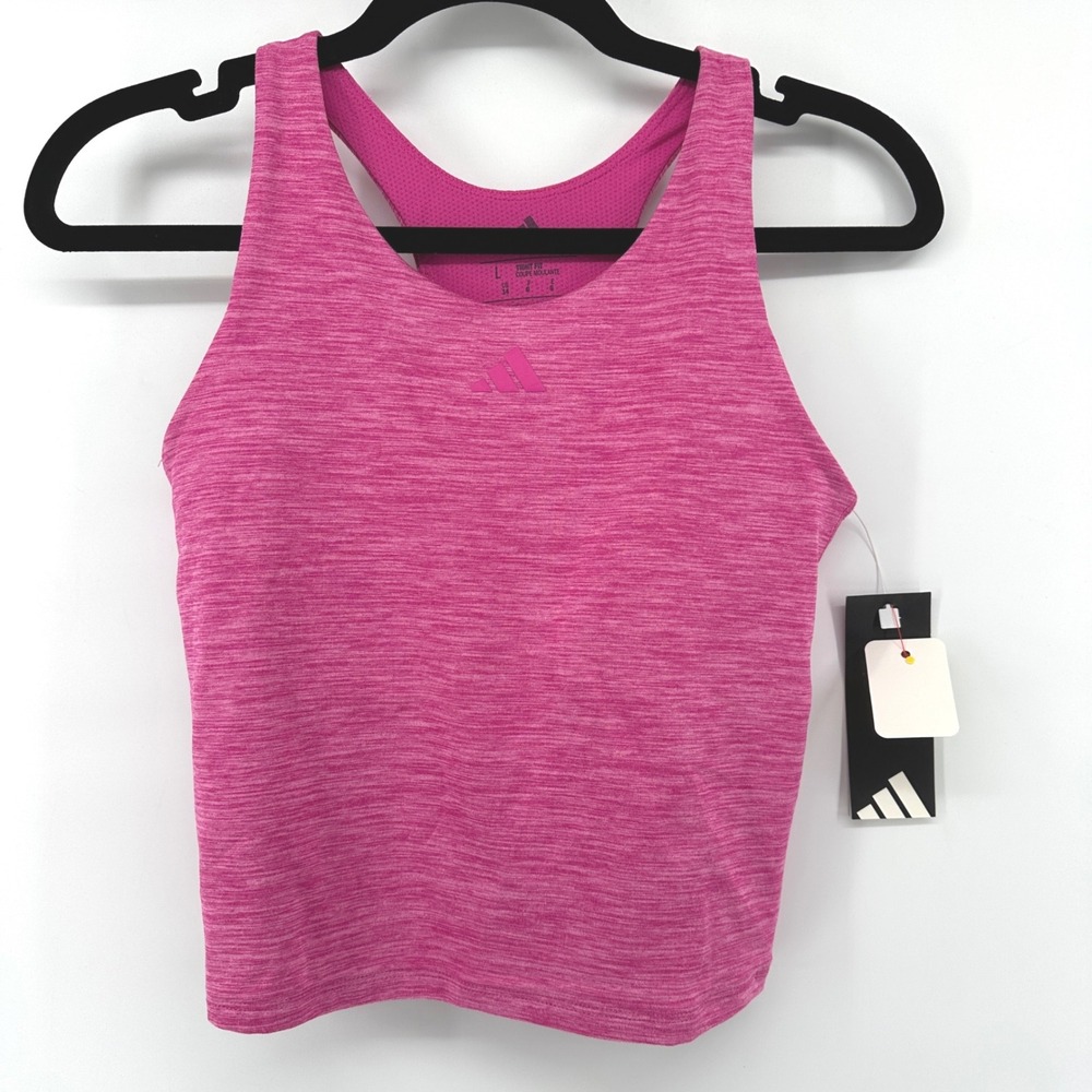 Adidas Melange Training Tank Lucid Fuchsia Pink Racerback Girls L 14 AB10283